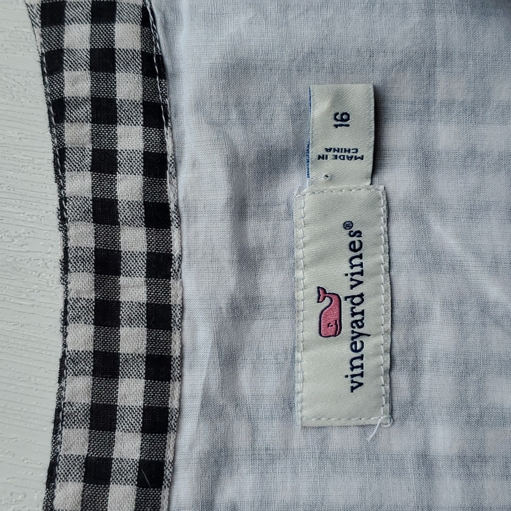 Vineyard VINES Sleeveless Black & White Gingham Tie-Waist Dress 16 - Picture 5 of 8